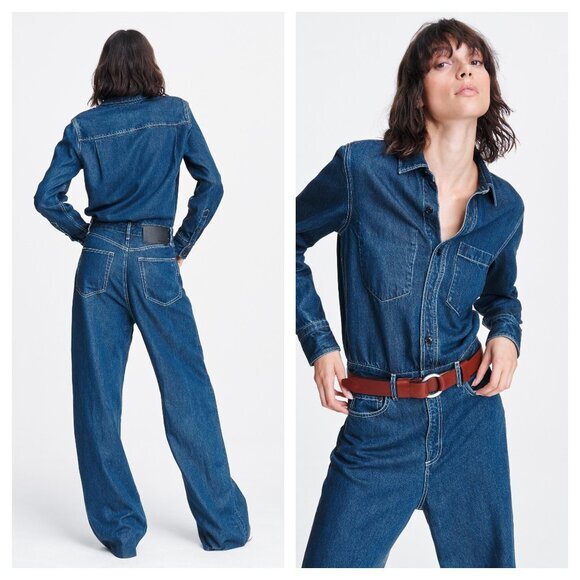 rag & bone All In One Denim Jumpsuit 10/30 Willow Blue - Picture 2 of 16